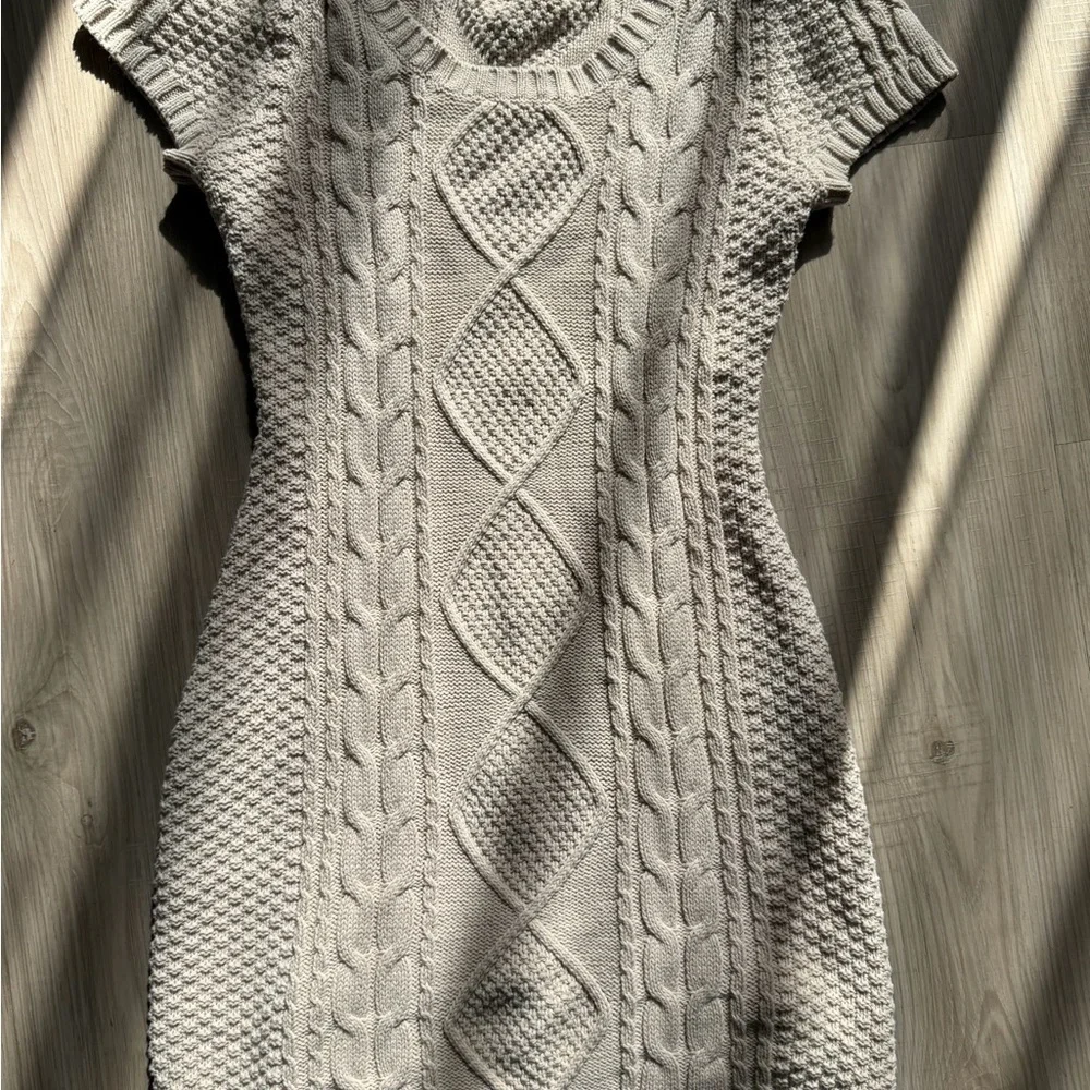 Cream Cable Knit Sweater Dress - Picture 2 of 3